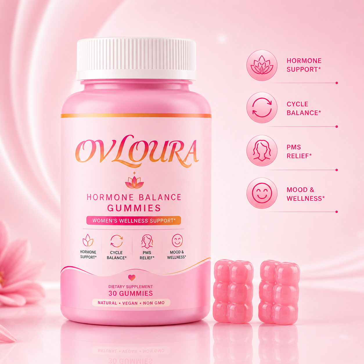 OVLOURA™ Cycle Balance Gummies | PMS Relief & Mood Support
